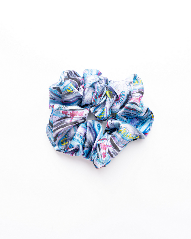Anda Abstract Silk Hair Scrunchie - "Eyes" Large