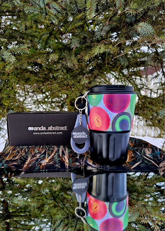 Anda Abstract - "Sunny Hats" Black Thermo Mug