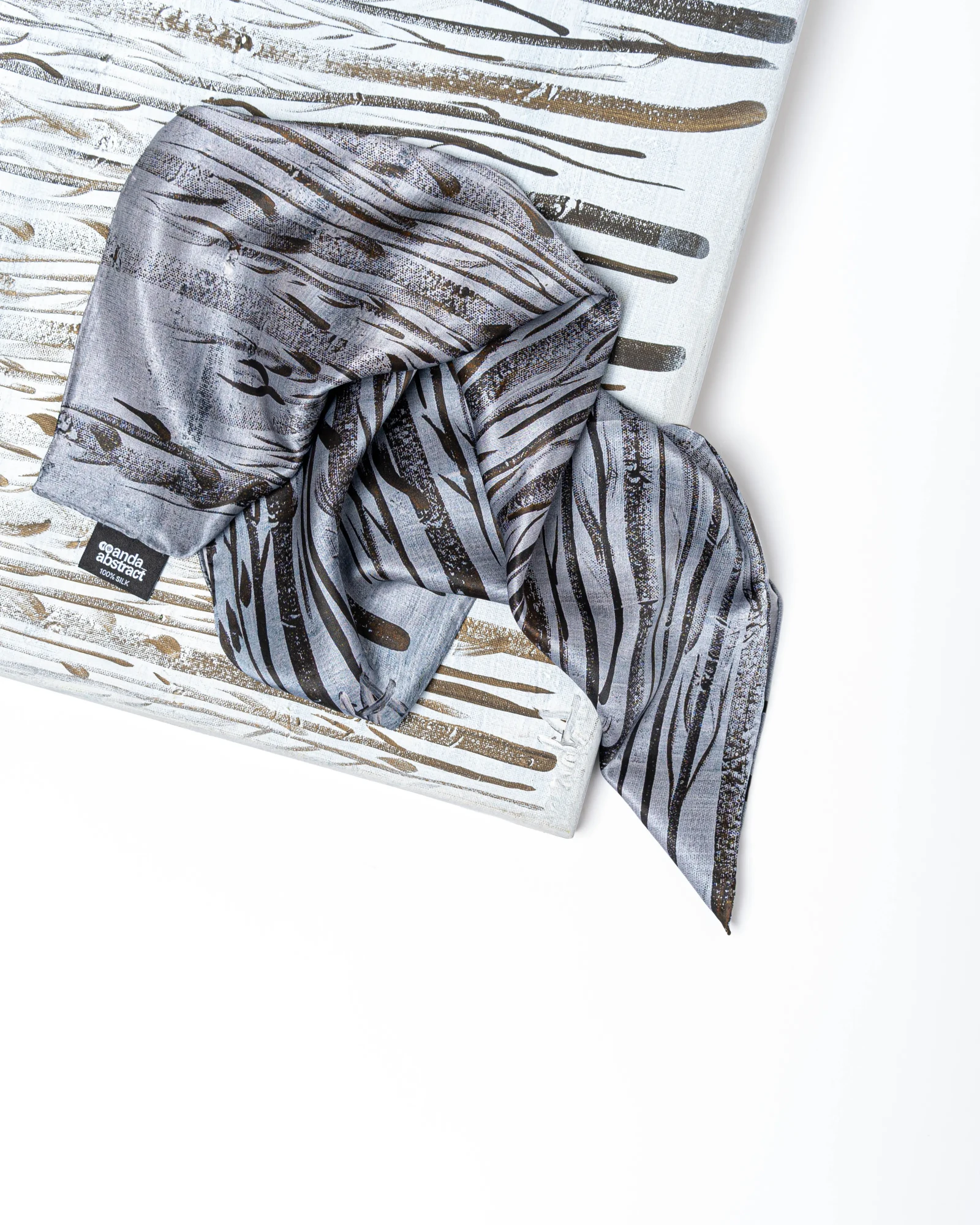 Forest - Anda Abstract Small Silk Scarf 55x55 cm - Image 2