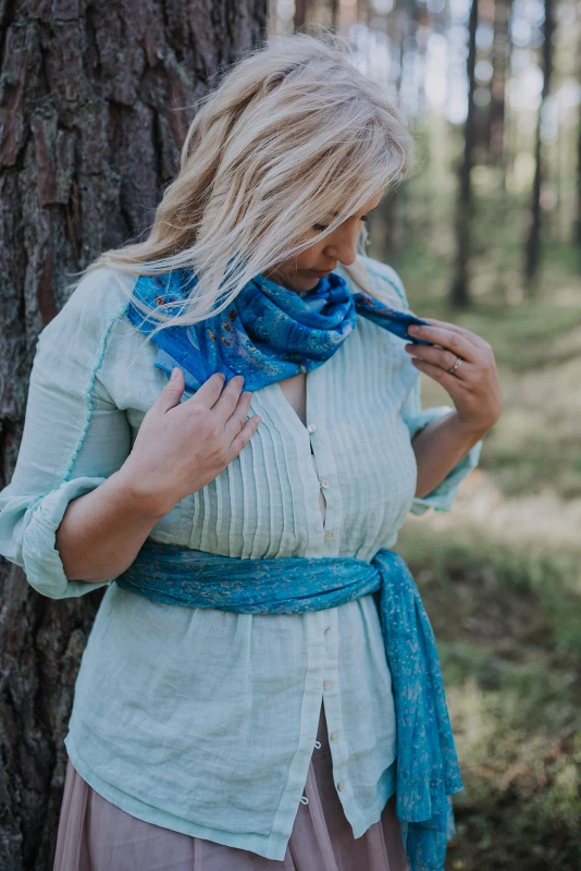 Seashells– 180×65 cm Large Silk - Cotton Summer Scarf - Image 4