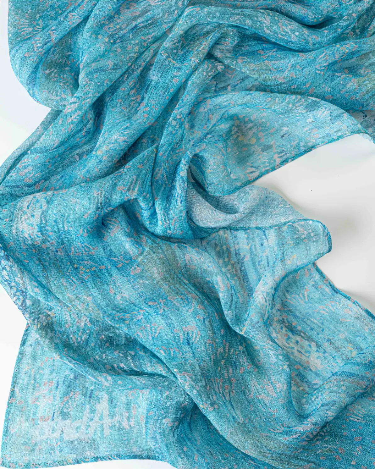 Seashells– 180×65 cm Large Silk - Cotton Summer Scarf - Image 2